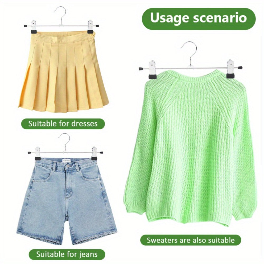 Pants Hangers with Clips 30-Pack – Adjustable Metal Skirt Hangers with 360° Rotatable Clips for Jeans, Trousers, Skirts, Dresses & Ties