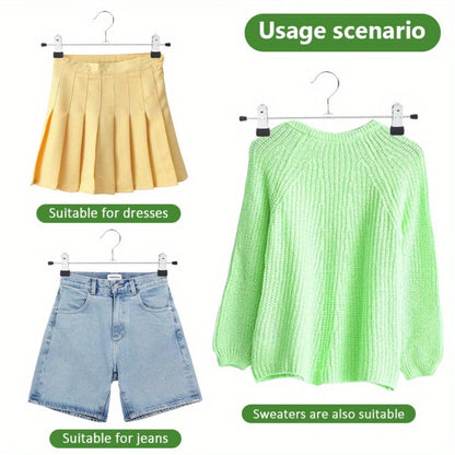 Pants Hangers with Clips 30-Pack – Adjustable Metal Skirt Hangers with 360° Rotatable Clips for Jeans, Trousers, Skirts, Dresses & Ties