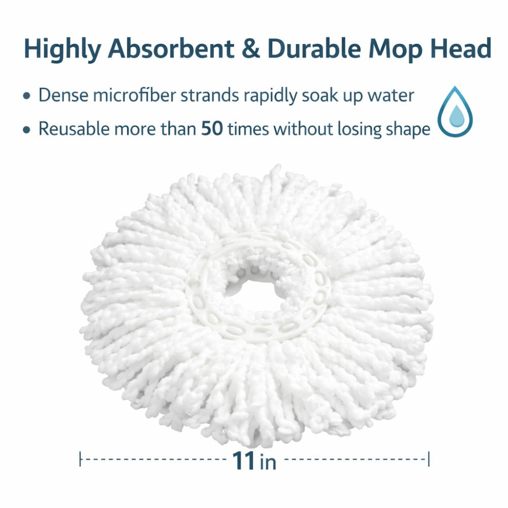 360 Spin Mop and Bucket Set with Wringer – Stainless Steel Extended Handle Spinning Mop Bucket System with Microfiber Mop Refills
