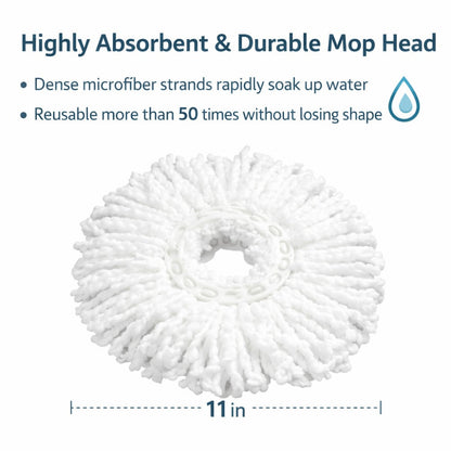 360 Spin Mop and Bucket Set with Wringer – Stainless Steel Extended Handle Spinning Mop Bucket System with Microfiber Mop Refills