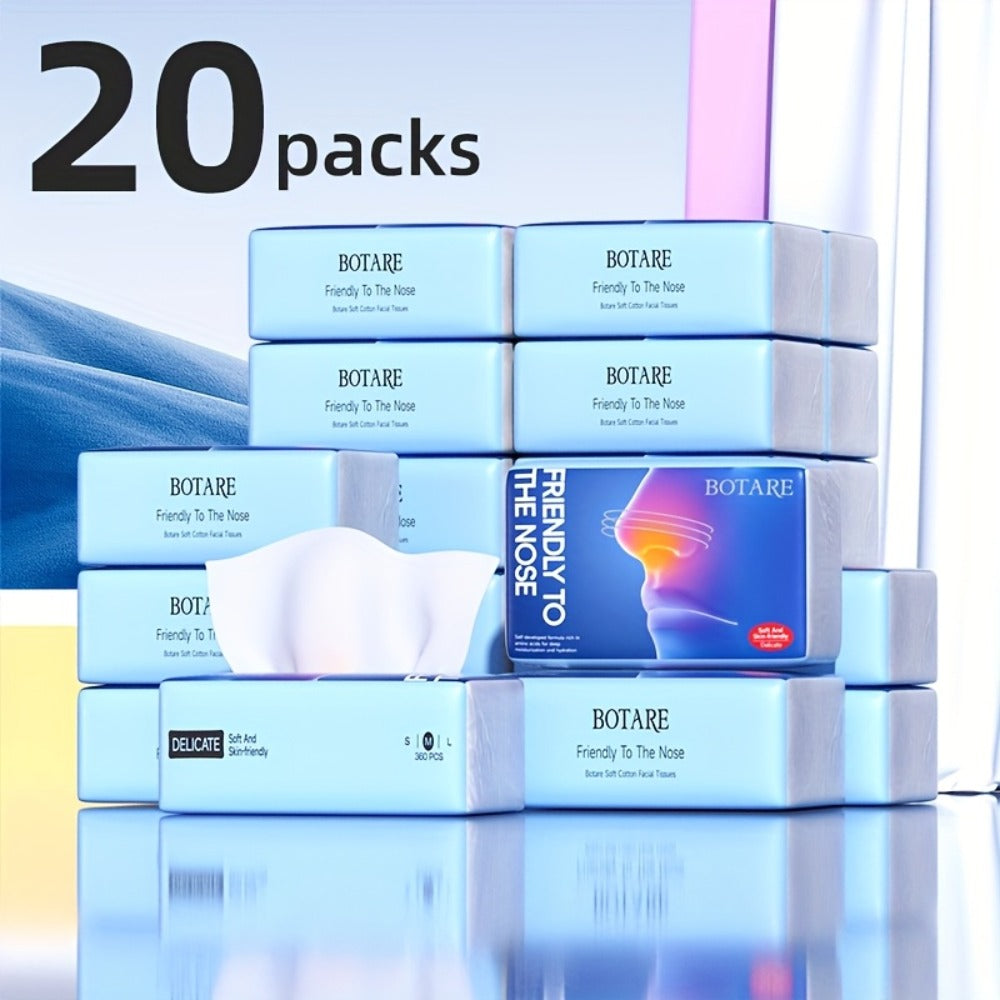 Facial Tissue 20 Packs, Dry & Wet Use, Sensitive Skin Safe, Tissues for Home Kitchen Bathroom Travel