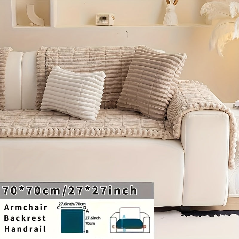 Sofa Cushion Cover Plush Velvet Washable Seat Pad Wavy Edge Soft Kapok Filling for Couch Loveseat 1 2 3 4 Seater