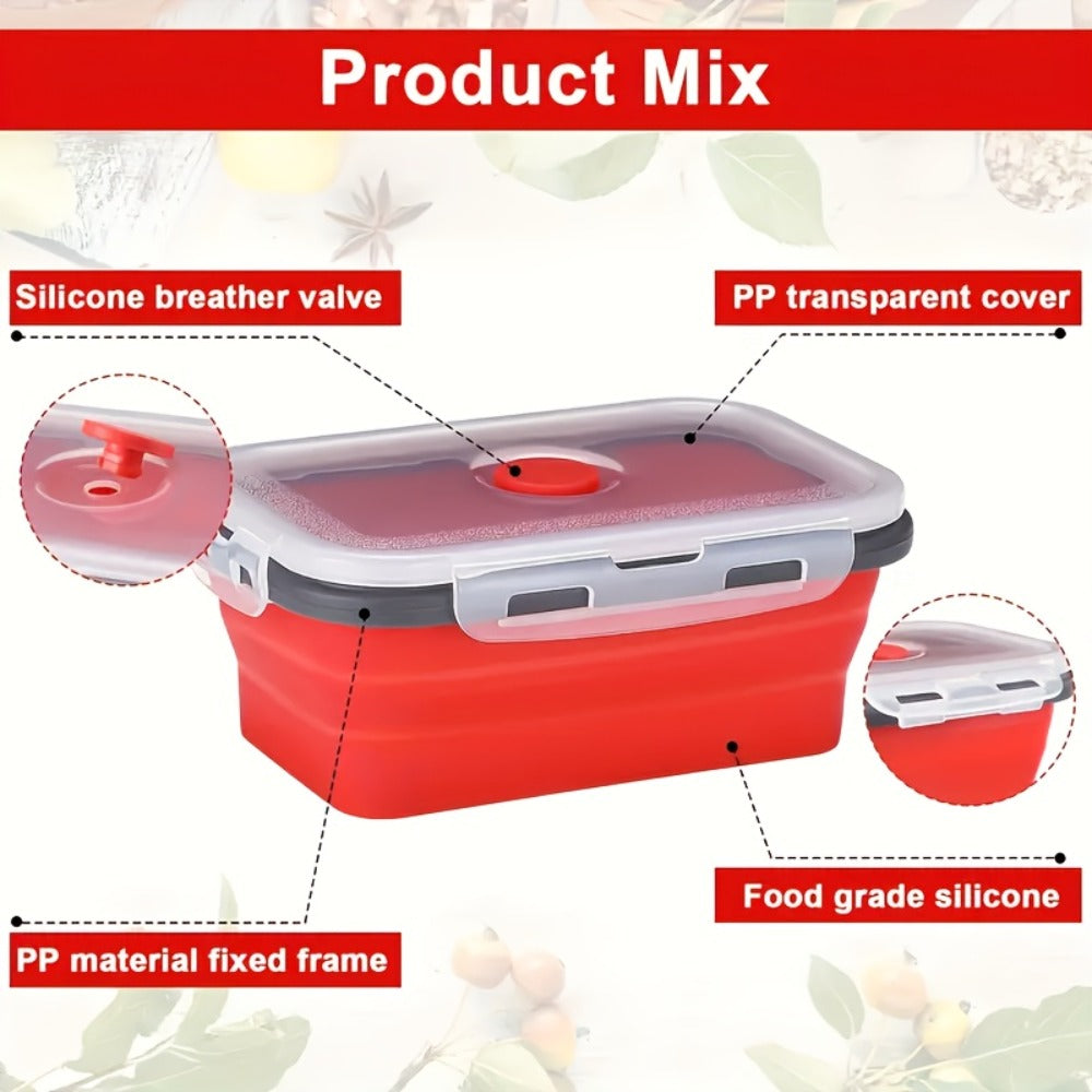 Storage Containers with Lids, Set, PEKARR 4-Piece Collapsible Rectangular Boxes with Latching Lids in Three Edge Colors