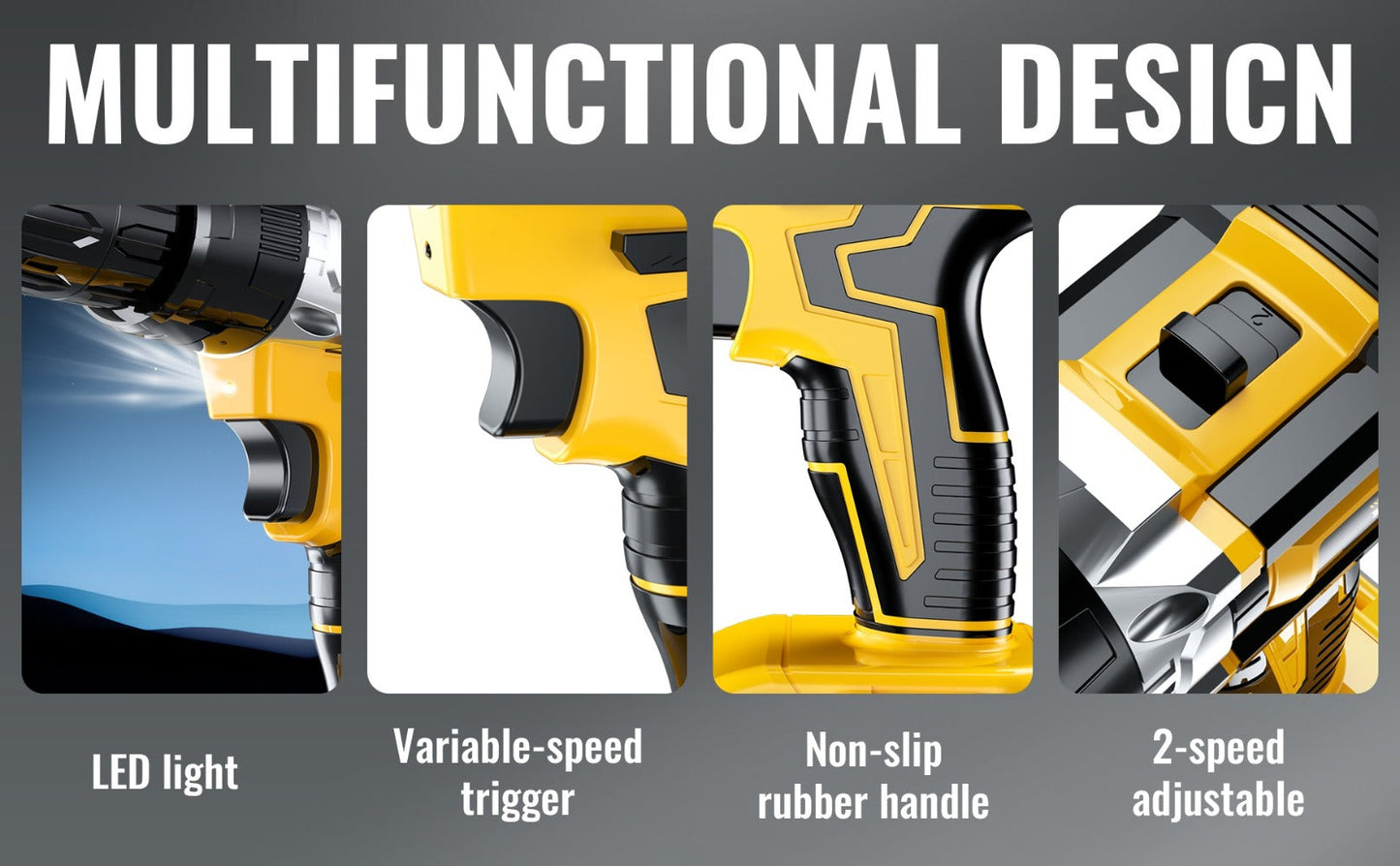 Cordless Impact Drill Set 21V - Wireless Power Drill with Battery & Quick Charger, Multifunctional Tool Kit for Home