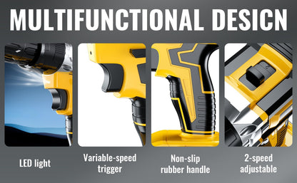 Cordless Impact Drill Set 21V - Wireless Power Drill with Battery & Quick Charger, Multifunctional Tool Kit for Home