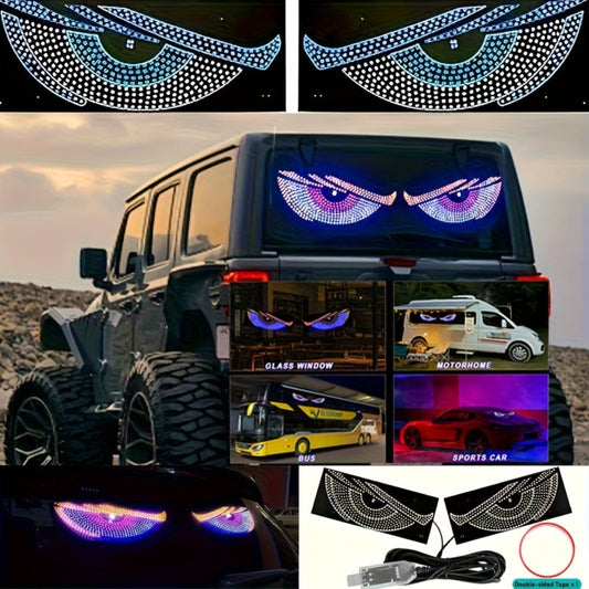 Devil Eye LED Rear-Window Accent Light Pair with USB Power, 14 Modes and Red, Yellow and Blue Output