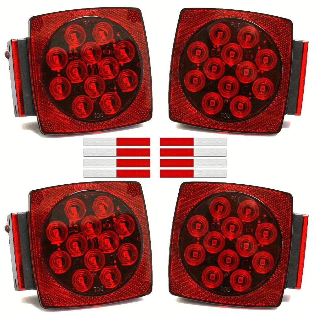 12V LED Trailer Tail Lights Kit – Stop, Turn Signal, Brake & License Plate Light for Trailers Under 80" – Boat, RV, Camper, Truck