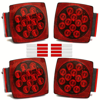12V LED Trailer Tail Lights Kit – Stop, Turn Signal, Brake & License Plate Light for Trailers Under 80" – Boat, RV, Camper, Truck