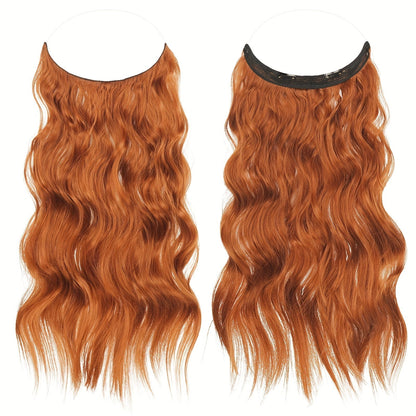 Hair Extensions Wavy 18-Inch Synthetic Halo Weft with Clear Wire, Two Clips and Ten Color Options
