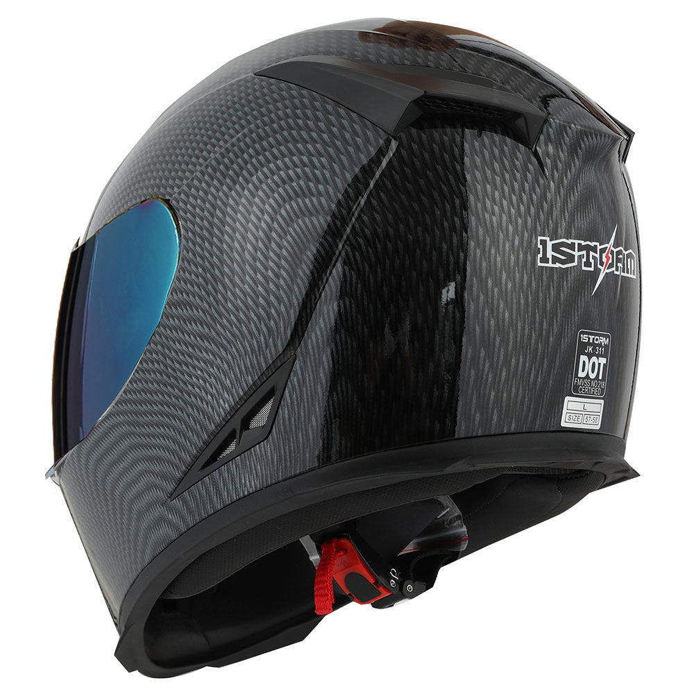 Motorcycle Helmet Full-Face Shell with Tinted and Spare Clear Shields, Quick-Release Buckle, Nine Styles and S-XL Sizes