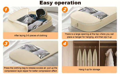 Garment Storage Organizer Bag with Compression Zipper in 35.43 or 43.31 Inch Beige Options