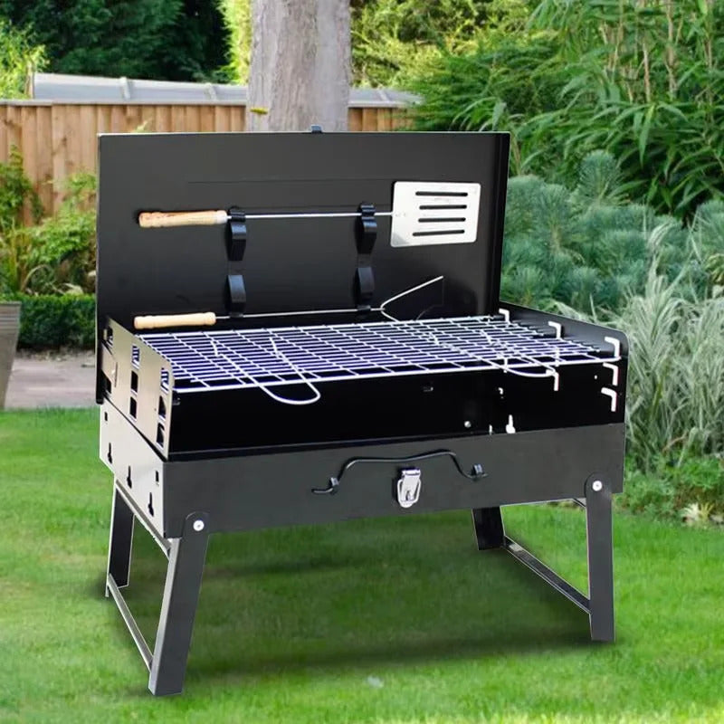 Portable Charcoal BBQ Grill Foldable – Lightweight Compact Outdoor Smoker Grill for Camping, Picnics, Hiking & Backyard Barbecue