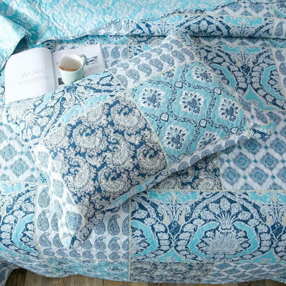 Floral Quilt Set Lightweight Bedspread Coverlet 2 or 3-Piece, All Season Hypoallergenic Breathable Paisley Patchwork Print Quilt for Bedroom