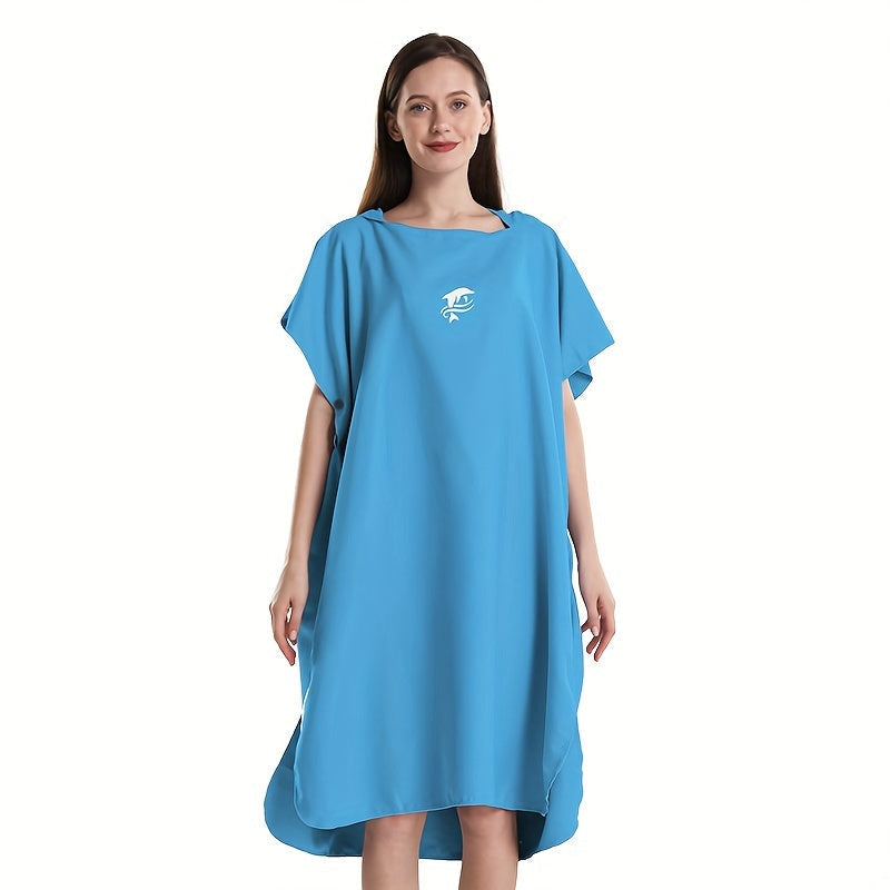 Quick-Dry Surf Poncho Towel Robe – Microfiber Beach Wrap with Shark Graphic, Super Absorbent Changing Robe for Swimming, Surfing & Travel
