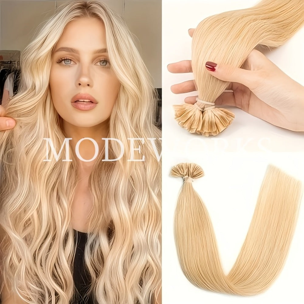 Remy Human Hair U Tip Keratin Extensions Straight Seamless Invisible Nail Tip Bond 50 Strands 12 14 16 18 20 Inch Natural Black Jet Black