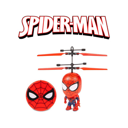 Marvel Spider-Man Flying Figure IR Helicopter Toy 3.5 Inch, Remote Control Infrared Superhero Copter for Kids Boys
