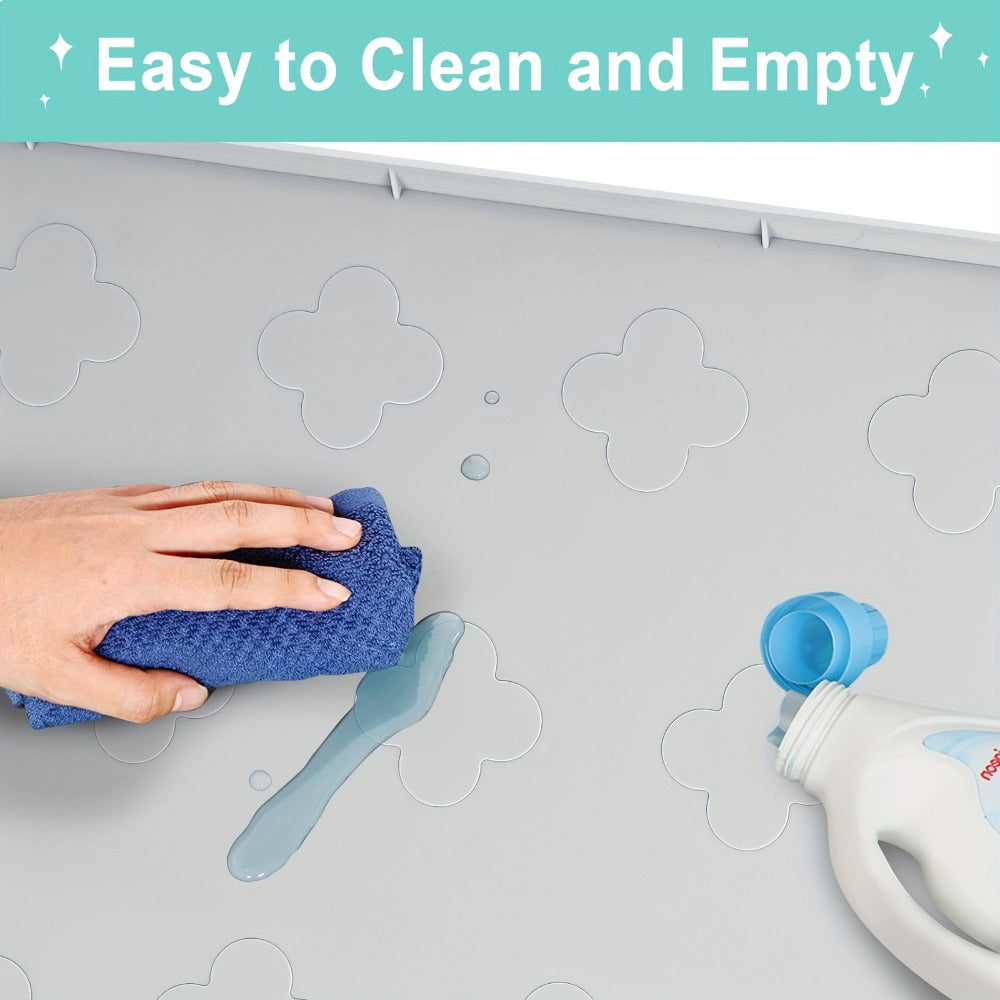 Under Sink Mat Silicone 34" x 22" Undersink Drip Tray Liner for Kitchen Bathroom Cabinet, Holds 2 Gallons
