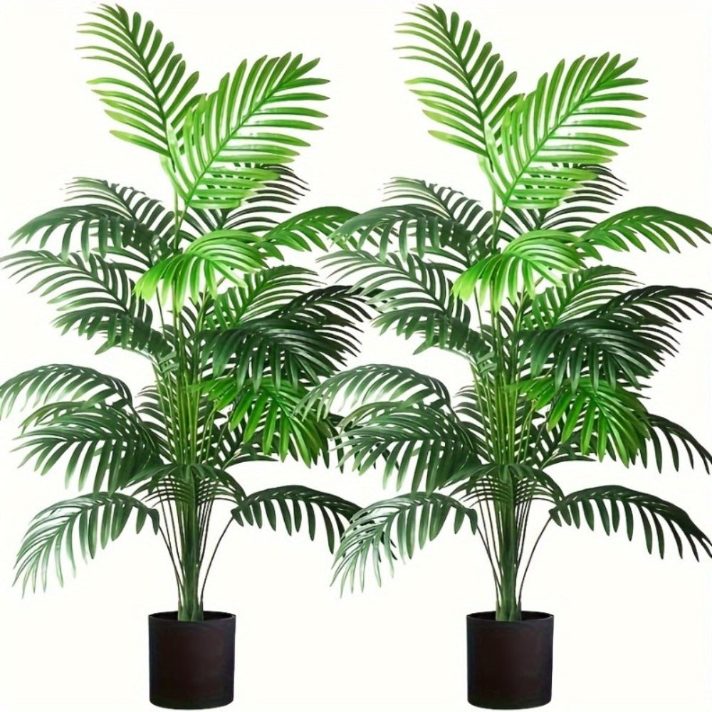 Artificial Palm Leaf Stems, Two-Piece Greenery Set at 26.77 Inches without Included Planter or Basket