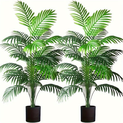 Artificial Palm Leaf Stems, Two-Piece Greenery Set at 26.77 Inches without Included Planter or Basket