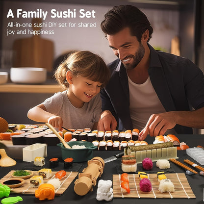 Sushi Making Kit 9/27Pcs with Bamboo Rolling Mats, Rice Molds, Paddle, Knife & Chopsticks, Beginner Set for Home