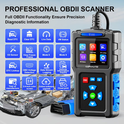 T200 or T300 OBD2 Scanner with Color Screen, I/M Readiness Menu and T300 Battery Check Option
