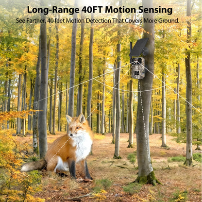 4G LTE Cellular Trail Camera with Solar Panel, 4K Wildlife Monitoring Camera, PIR Motion Sensor, Infrared Night Vision