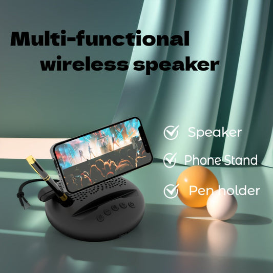 Multifunctional Bluetooth Speaker with Phone Stand & Pen Holder, Portable Wireless Speaker with Rope