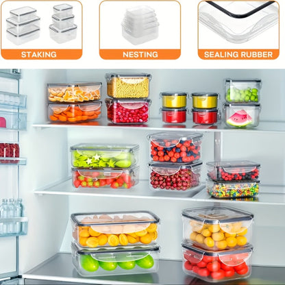 Food Storage Containers with Lids, 10- or 40-Piece PP Set with Easy-Snap Lids, Labels and Markers in Two Colors