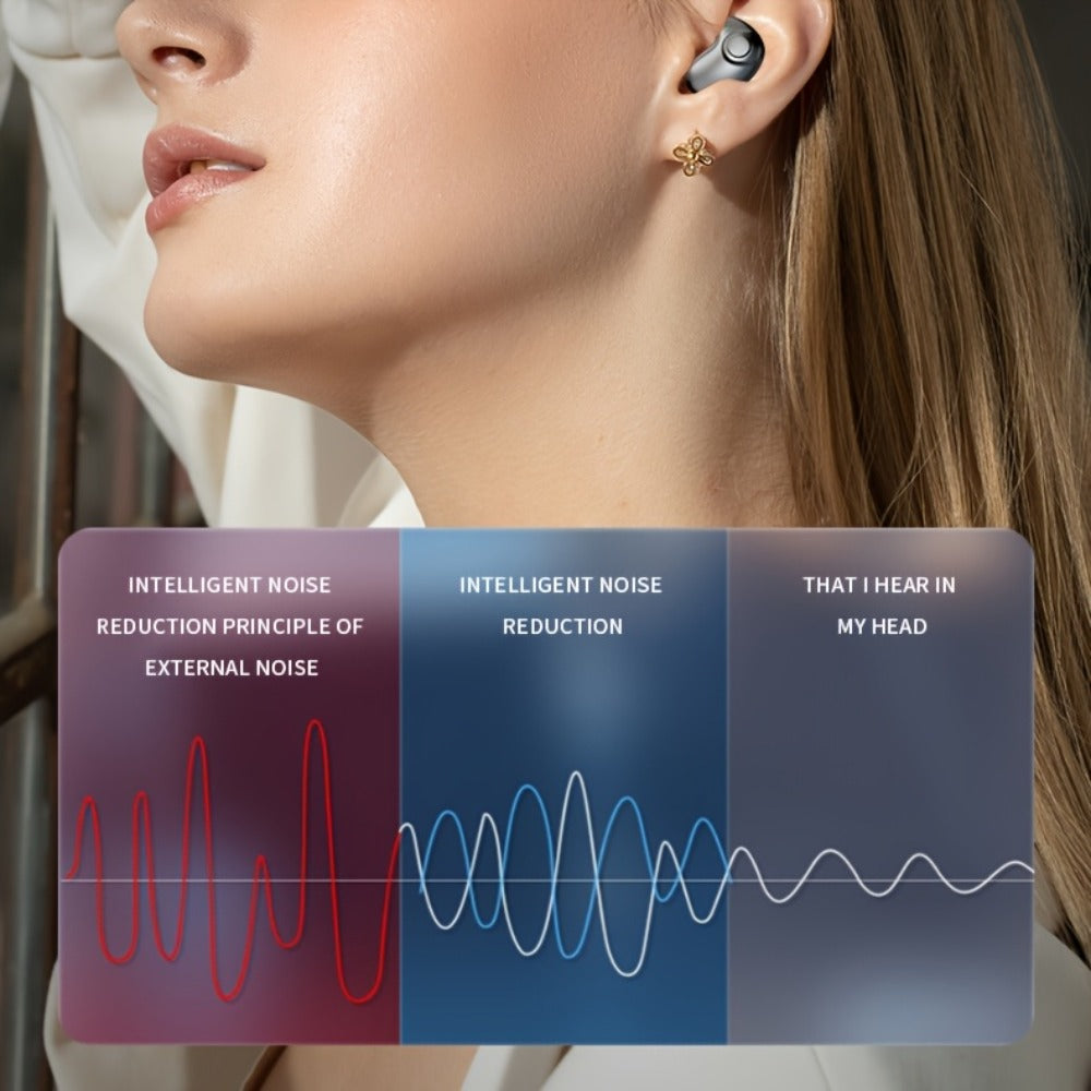 Low-Profile Round-Case Mini Sleep Earbuds with Digital Battery Display in Black, Khaki or White