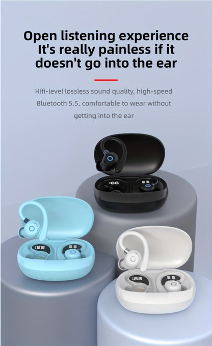 Wireless Earbuds Stereo In-Ear with LED Display Case, Touch Controls and Black, Blue or White Options