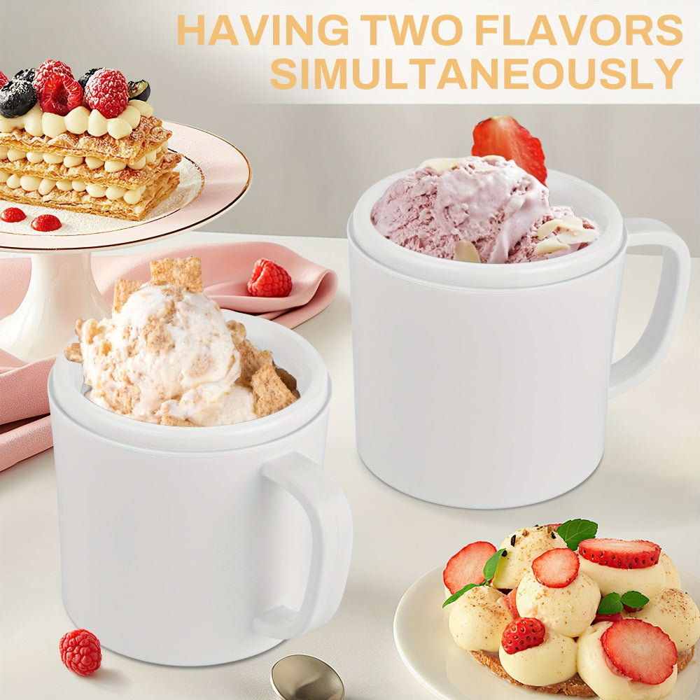 Ice Cream Maker Machine Dual Cup Self-Freezing, Make 2 Flavors Homemade Ice Cream Sorbet Frozen Yogurt at Once