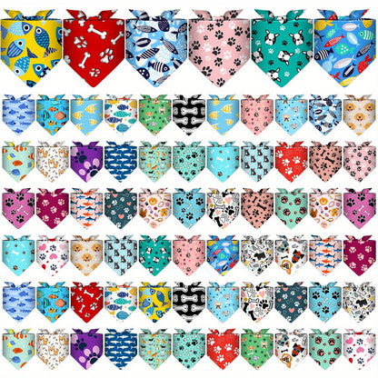Dog Bandanas Bulk 72-Pack Triangle Scarf Bibs for Dogs – Adjustable Pet Costume Accessories for Small Medium Large Dogs, Cats & Puppies