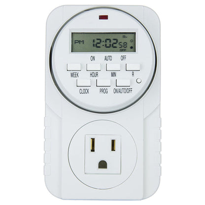 7-Day Digital Programmable Timer with Dual Outlet - Indoor Electric Timer for Hydroponics, Lamp, Light