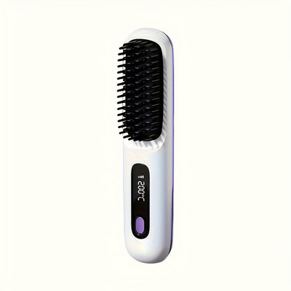 Cordless Hair Straightener USB Rechargeable - 3 Temperature Controls, LED Display, Shine, Travel Flat Iron with Comb & Clips