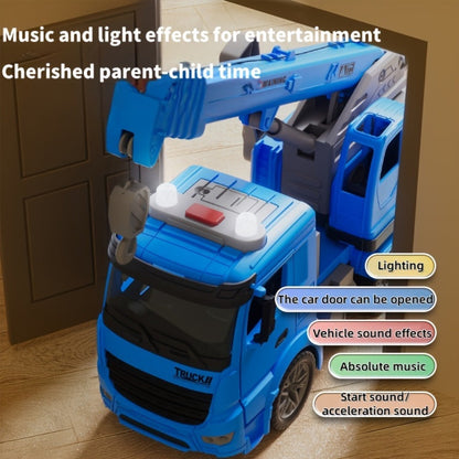 Inertia Crane Truck Toy for Kids - Large Engineering Vehicle with Telescopic Arm, Interactive Track & Double Doors