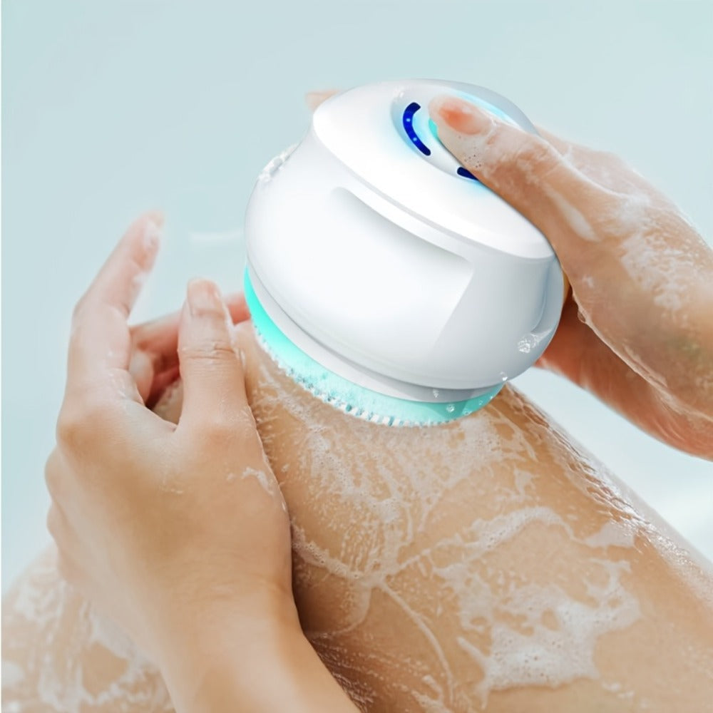 Electric Body Scrubber 6-in-1 Rechargeable Shower Brush - Vibrating Exfoliating Brush with Long Handle