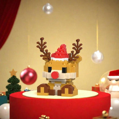 Building Block Set Christmas Mini Figures, 1052 Pieces Across 6 Boxes with Santa, Elf, Reindeer, Snowman and Tree Models