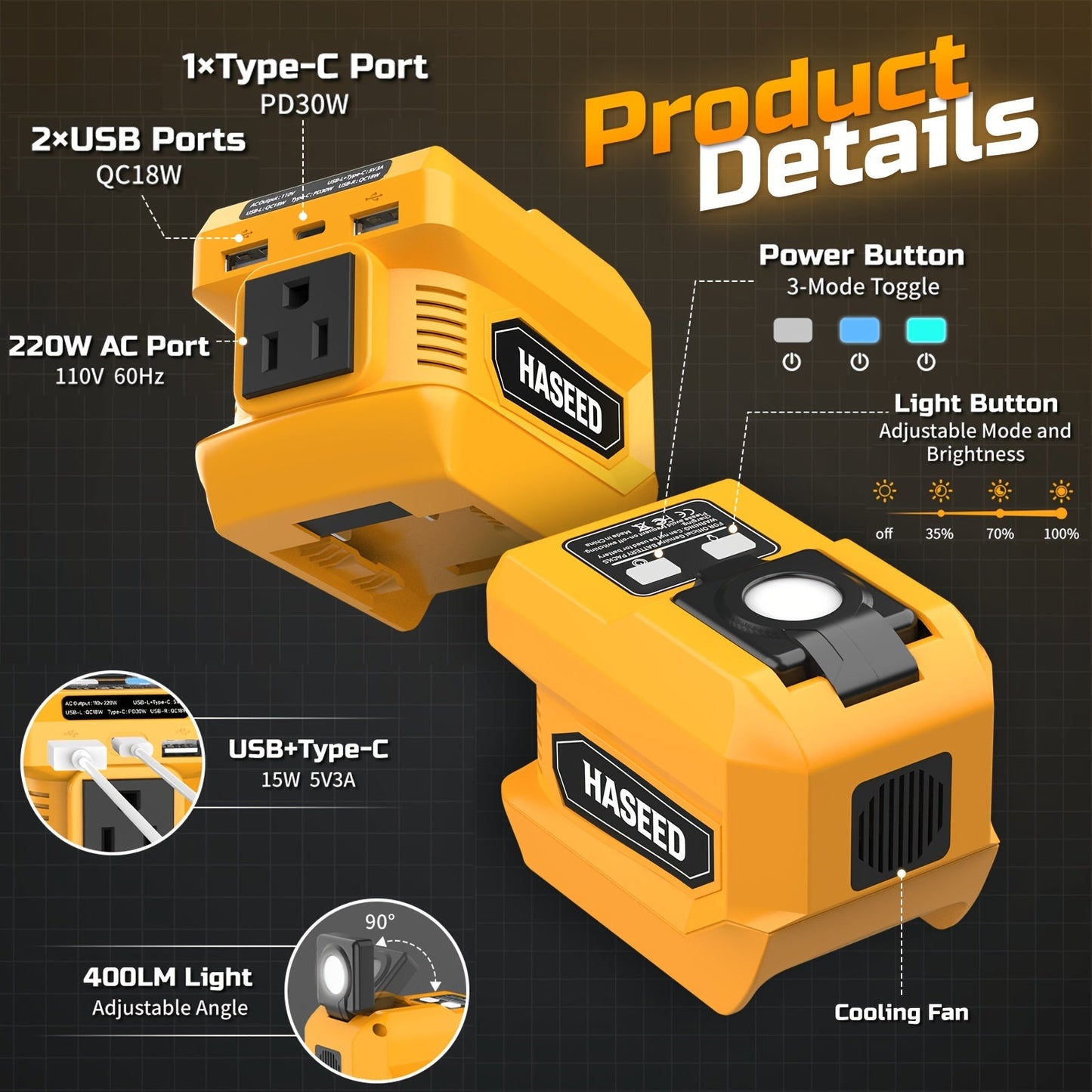 Power Inverter for an Everyday Personal Care Routine, with the Listed Configuration, for Everyday Use and Organized Storage