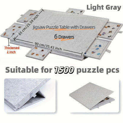 Gray Puzzle Board Collection with 1000- or 1500-Piece Sizes, Drawer and No-Drawer Options in Five Models