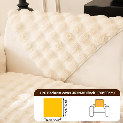 Sofa Cover Bubble Faux Rabbit Fur Panels with Silicone-Dot Backing for Seat, Armrest or Backrest