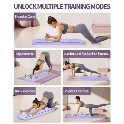 Foldable Pilates Board 8-in-1 with Resistance Bands – Anti-Slip Yoga Push-Up Board for Core Strength, Balance