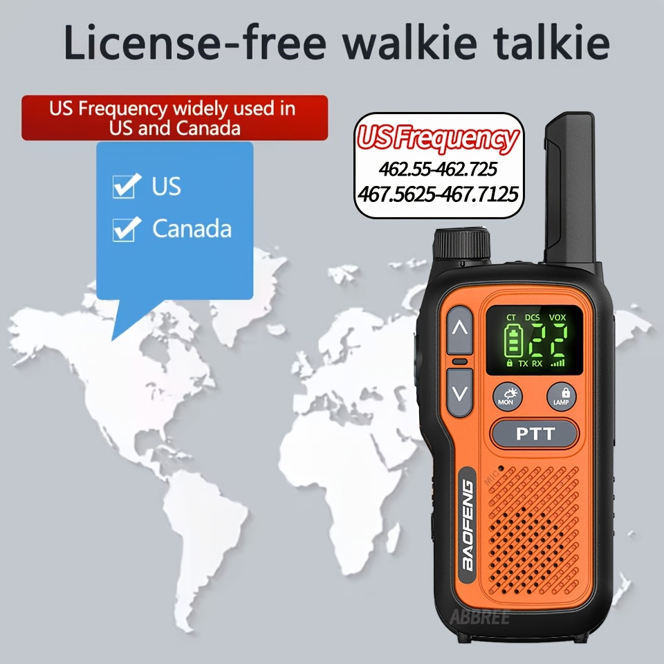 Long Range Walkie Talkies for Adults, BAOFENG 22 FRS Channels LCD Display VOX Hands-Free, USB-C Rechargeable Li-ion Battery, 2-3 Mile Range