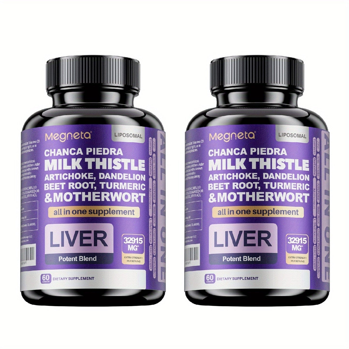 Dietary Supplement Milk Thistle, Turmeric and Dandelion Root Capsules, labeled 24, 000mg Blend