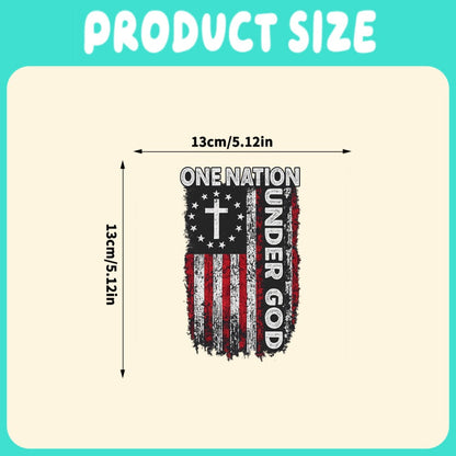 One Nation Under God Cross-and-Flag Decal in a 5.12-Inch Single-Piece Checkout Option for Cars