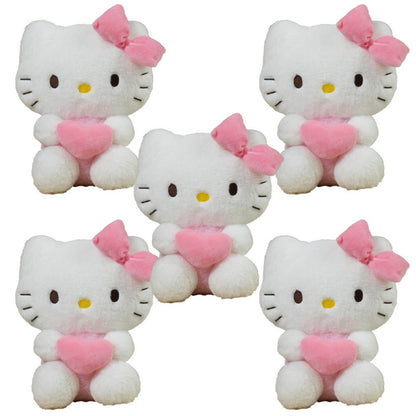 Hello Kitty Kuromi Plush Set 5pcs, Official Licensed Sanrio Stuffed Animals Holding Hearts
