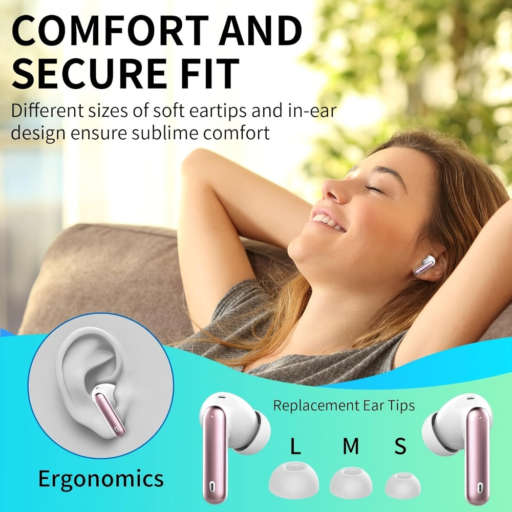 Wireless Earbuds Bluetooth 5.3 with Call Noise Reduction Mic, LED Display Case and Eight Color Options