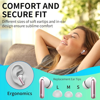 Wireless Earbuds Bluetooth 5.3 with Call Noise Reduction Mic, LED Display Case and Eight Color Options