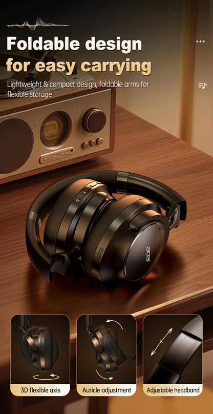 Acer OHR560 Over-Ear Headphones with Bluetooth 5.3, 40mm Drivers, ANC and ENC Labels, Foldable Earcups and AUX