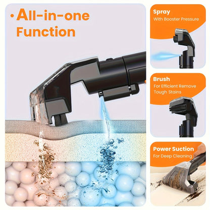 Portable Spot Cleaner for Carpet & Upholstery, Dual Brush Power Suction Stain Remover with Multifunctional Tools