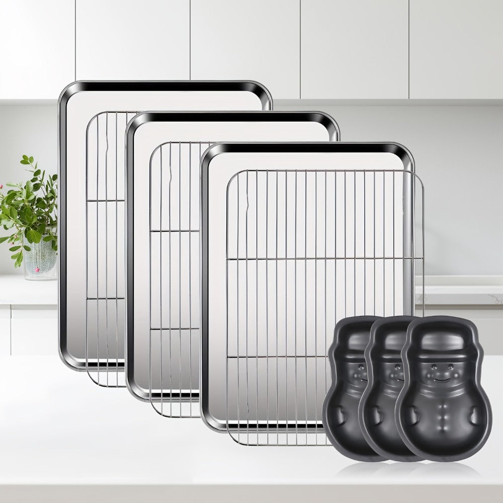 Baking Sheet and Rack Set Stainless Steel Half Sheet Pan with Cooling Rack Rust Free for Cookie for Grilling, Camping and Outdoor Meals
